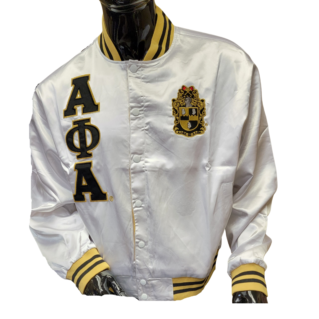 Alpha phi alpha clearance satin bomber
