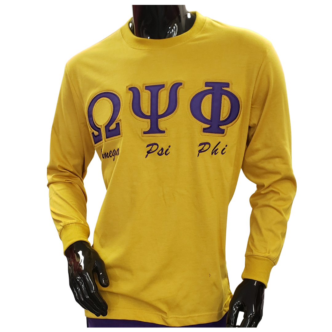 omega psi phi gear Omega T-Shirt Long Sleeve M / Gold
