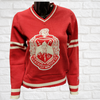 Delta Chenille V-neck Varsity Sweater