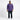 Full-body of black male in purple Omega Polo LS on white background, showing relaxed fit and textured fabric.
