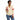 Dark-skinned woman wearing a knitted varsity cardigan with striped cuffs and a V-neckline.